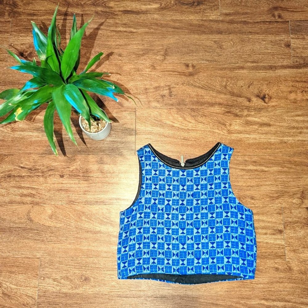 Made in France - Les Petites Crop Tank - Blue Patterned